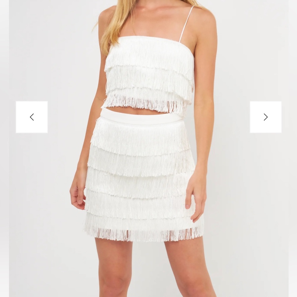 FRINGE CROPPED TOP and SKIRT, Matching Set